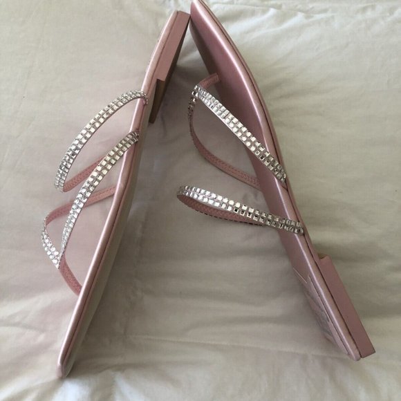 Jeffrey Campbell Vineze-2 SZ 10 Slide Flat Sandal in Pink Satin~ Sparkles. - Picture 6 of 9
